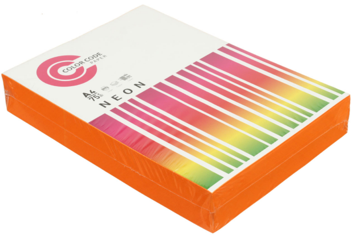 Бумага офисная цветная Color Code Neon А4 (210×297 мм), 75 г/м², 500 л., оранжевая