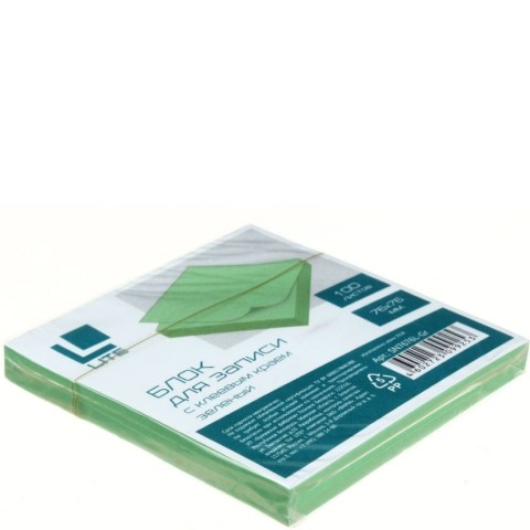 Бумага для заметок с липким краем Lite 76×76 мм, 1 блок×100 л., зеленая