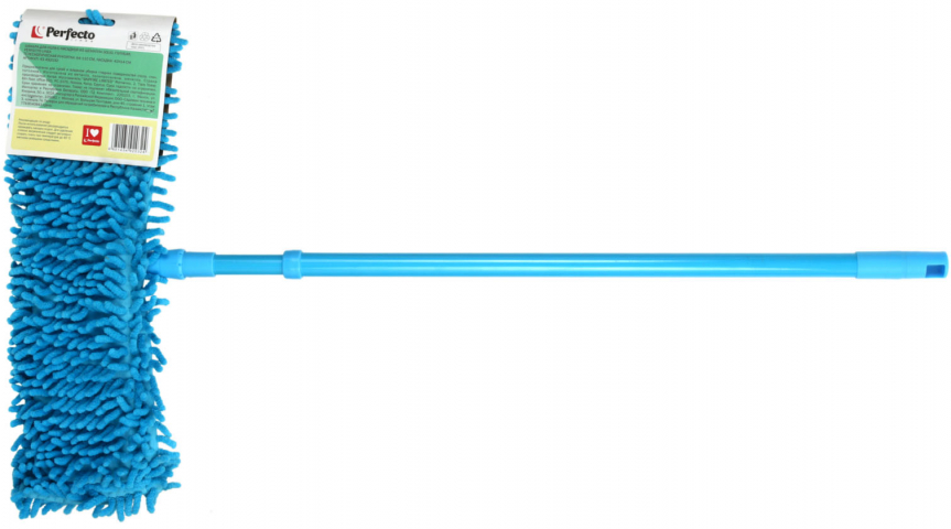 Швабра для пола Perfecto linea размер насадки 42×14 см, длина черенка 64/110 см, голубая
