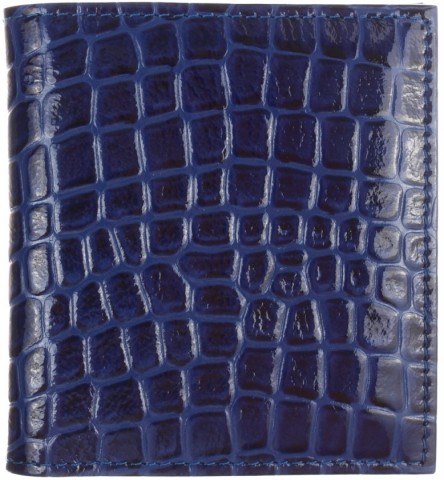 Визитница из натуральной кожи «Кинг» 4327 115×125 мм, 2 кармана, 18 листов, рифленая синяя (средняя величина рифления)