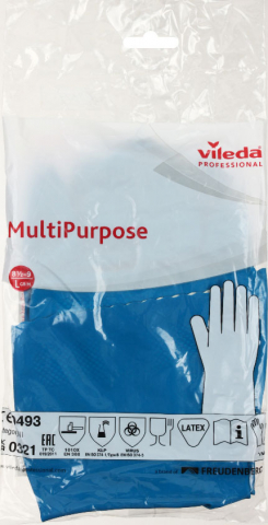 Перчатки хозяйственные резиновые Vileda размер L, синие