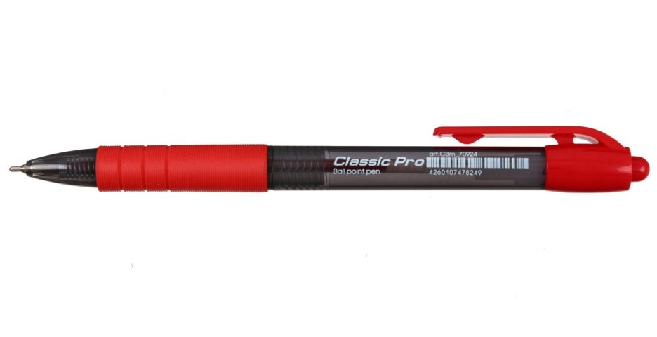 Ручка шариковая автоматическая Berlingo Classic Pro корпус дымчатый, стержень красный