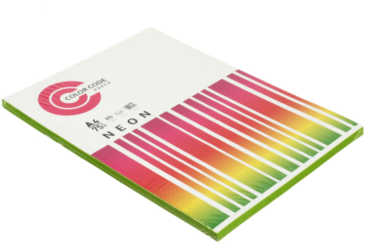 Бумага офисная цветная Color Code Neon А4 (210×297 мм), 75 г/м², 100 л., зеленая