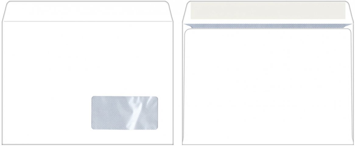 Конверт почтовый 162×229 мм (С5) силикон, чистый, окно