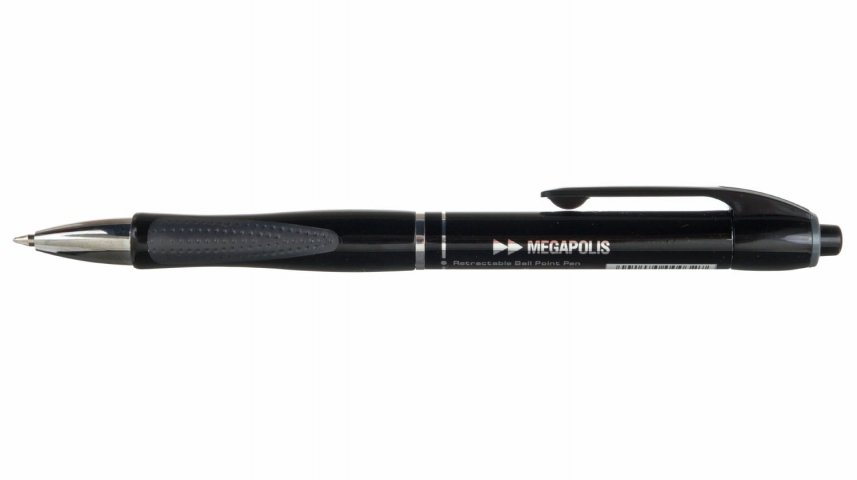 Ручка шариковая автоматическая Megapolis Concept корпус черный (цвет вставки — ассорти), стержень черный