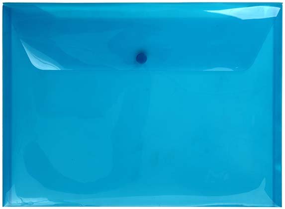 Папка-конверт пластиковая на кнопке inФормат толщина пластика 0,15 мм, прозрачная голубая