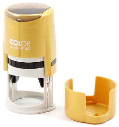 Автоматическая оснастка Colop R40 в боксе для клише печати ø40 мм, корпус желтый