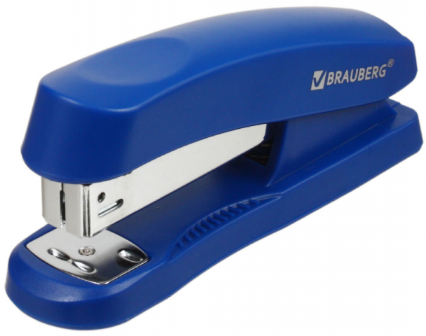 Степлер Brauberg Standard+ скобы №24/6-26/6, 30 л., 120 мм, синий