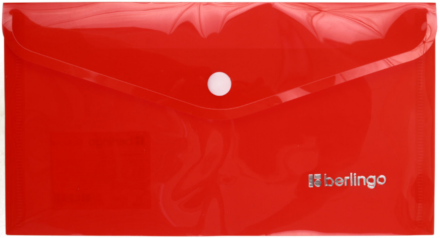 Папка-конверт пластиковая на кнопке Berlingo No Secret С6 (А6) толщина пластика 0,20 мм, красная
