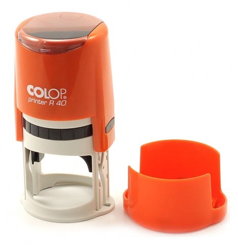 Автоматическая оснастка Colop R40 в боксе для клише печати ø40 мм, корпус оранжевый