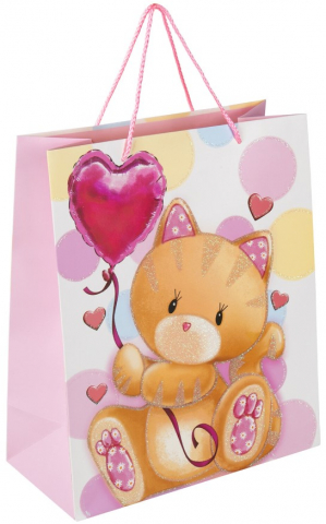 Пакет подарочный «Золотая сказка» 26,5×12,7×33 см, глиттер, Lovely Kitty