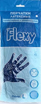 Перчатки латексные хозяйственные Flexy Gloves размер L, синие