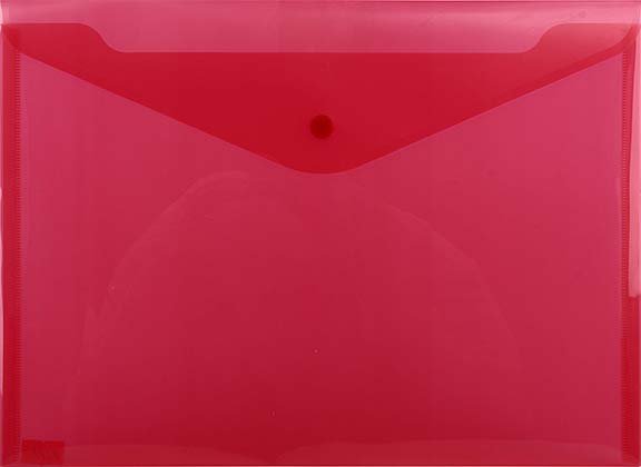 Папка-конверт пластиковая на кнопке inФормат толщина пластика 0,18 мм, прозрачная красная