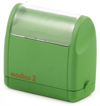 Штамп красконаполненный Modico M-series Modico 2, размер оттиска штампа 37×11 мм, корпус зеленый