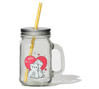 Банка стеклянная с крышкой и трубочкой «Котик», 450 мл, 10×7,5×13 см Банка стеклянная с крышкой и трубочкой «Котик», 450 мл, 10×7,5×13 см