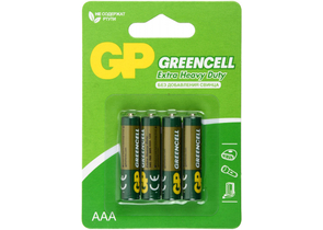 Батарейки солевые GP Greencell, AAA, R03, 1.5V, 4 шт.