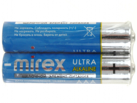 Батарейки щелочные Mirex Ultra Alkaline, AAA, LR03, 1.5V, 2 шт.