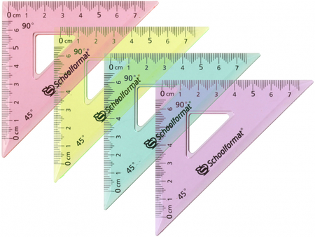 Треугольник пластиковый Schoolformat, 9 см, 45°, ассорти