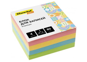 Блок бумаги для заметок «Куб» Silwerhof Daily «Премиум», 90×90×45 мм, непроклеенный, 4 цвета