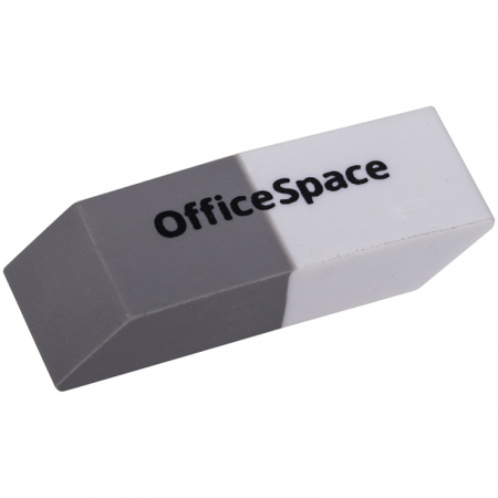 Ластик комбинированный OfficeSpace, 41*14*8 мм, белый с серым