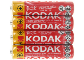 Батарейки солевые Kodak Super Heavy Duty Zinc, АAА, R03, 1.5V, 4 шт.