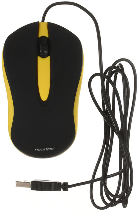Мышь компьютерная Smartbuy One SBM-329, USB, проводная, черно-желтая