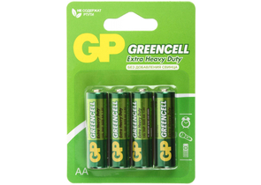 Батарейки солевые GP Greencell, AA, R6, 1.5V, 4 шт.