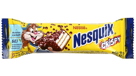 Батончик шоколадный Nesquik, 22 г, Crispy, с хрустящей вафлей