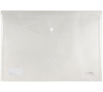 Папка-конверт пластиковая на кнопке «Стамм» А4+, толщина пластика 0,18 мм, прозрачная