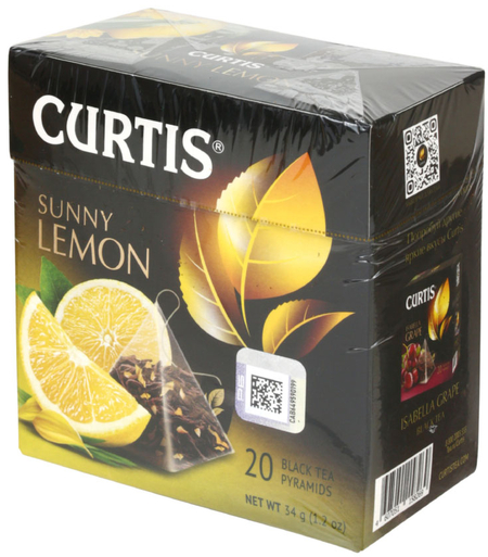 Чай Curtis, 34 г, 20 пакетиков, Sunny Lemon, черный чай