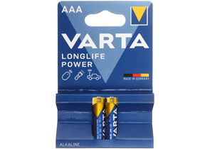 Батарейки щелочные Varta Longlife Power, AAA, LR03, 1.5V, 2 шт.