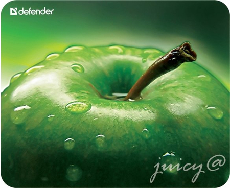 Коврик для мыши Defender Juicy Sticker, 220*180*0,4 мм, «Зеленое яблоко»