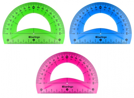 Транспортир пластиковый Berlingo Flexy, 10 см, 180°, ассорти