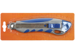 Нож канцелярский Workmate, ширина лезвия 18 мм, корпус серый с синим Нож канцелярский Workmate, ширина лезвия 18 мм, корпус серый с синим