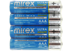 Батарейки щелочные Mirex Ultra Alkaline, AAA, LR03, 1.5V, 4 шт.