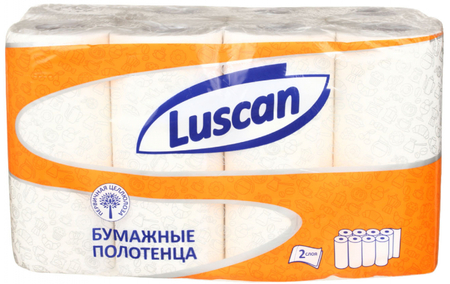 Полотенца бумажные Luscan (в рулоне), 8 рулонов, ширина 210 мм, белые