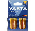 Батарейки щелочные Varta Longlife, AA, LR6, 1.5V, 4 шт.