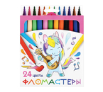 Фломастеры «Пифагор. Единорог», 24 цвета, толщина линии 1 мм, вентилируемый колпачок Фломастеры «Пифагор. Единорог», 24 цвета, толщина линии 1 мм, вентилируемый колпачок
