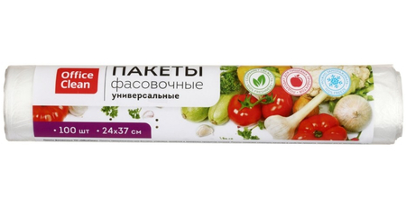 Пакеты фасовочные для пищевых продуктов Office Clean, 24*37 см, 6 мкм, 100 шт.