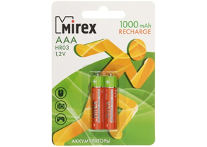 Аккумулятор Mirex, AAA, 1.2V, 1000 mAh (2 шт. в упаковке)