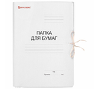 Папка картонная на завязках «Папка для бумаг» Brauberg Standard, А4, ширина корешка 20 мм, плотность 320 г/м², мелованная, белая