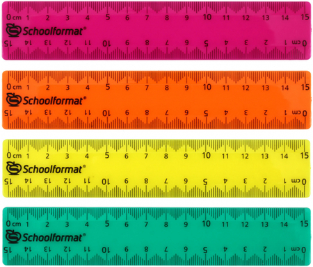 Линейка пластиковая Schoolformat (неон), 15 см, ассорти