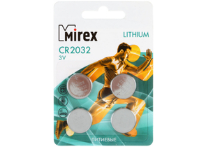 Батарейки литиевые дисковые Mirex Lithium, CR2032, 3V, 4 шт.