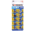 Батарейки щелочные дисковые Sonnen Alkaline, 189A, G10, LR1130, 1.5V, 10 шт.