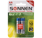 Батарейки щелочные Sonnen SuperAlkaline, AA, LR6, 1.5V, 2 шт.