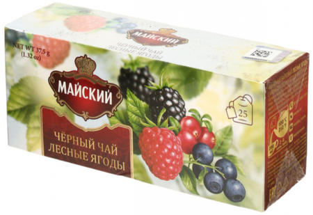 Чай пакетированный «Майский», 37,5 г, 25 пакетиков, «Лесные ягоды», черный чай