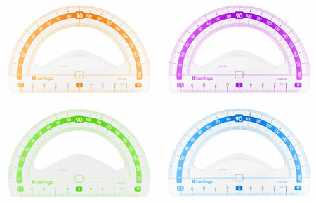 Транспортир пластиковый Berlingo Color, 10 см, 180°, ассорти