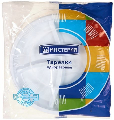 Набор тарелок одноразовых «Мистерия», 12 шт., диаметр 21 см, трехсекционные, белые