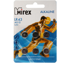 Батарейки щелочные дисковые Mirex Alkaline, AG12, LR43, 1.5V, 6 шт.