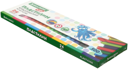 Пластилин классический Brauberg Kids, 24 цвета, 500 г.